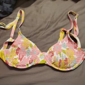 Floral Pink and Yellow Women's Bra